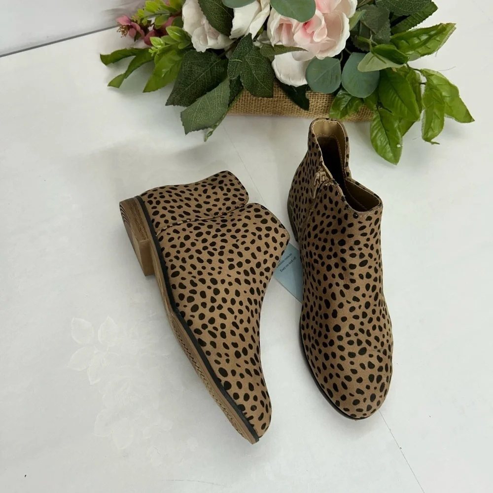 Kids Tan Leopard Print Booties - Stylish Slip-On Ankle Boots